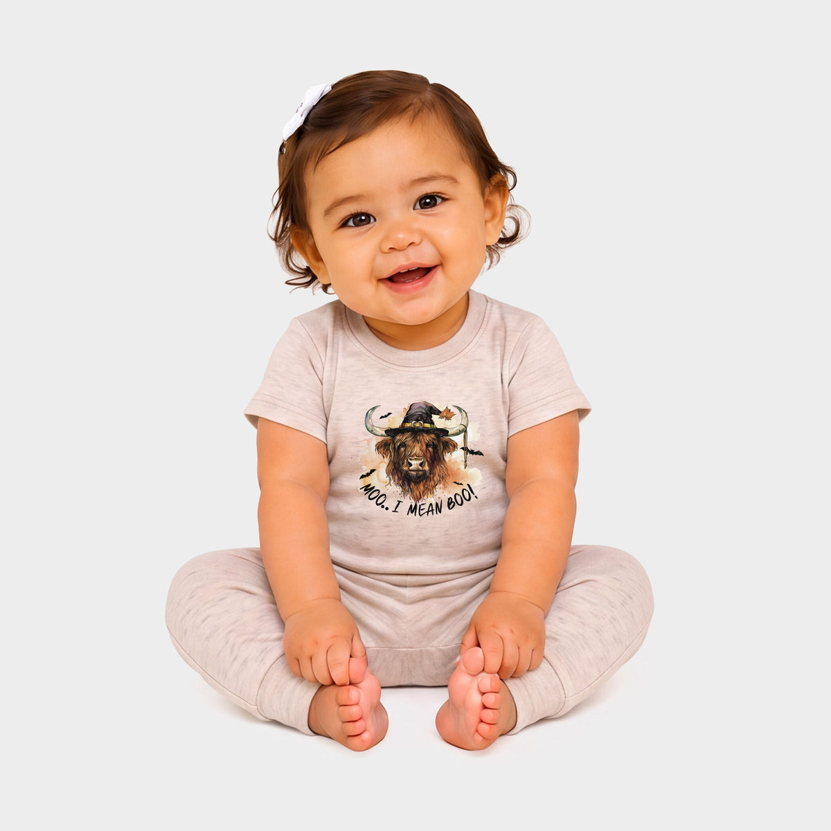 I Mean Boo Longhorn Cow - Infant Jogger Pant Crew Set