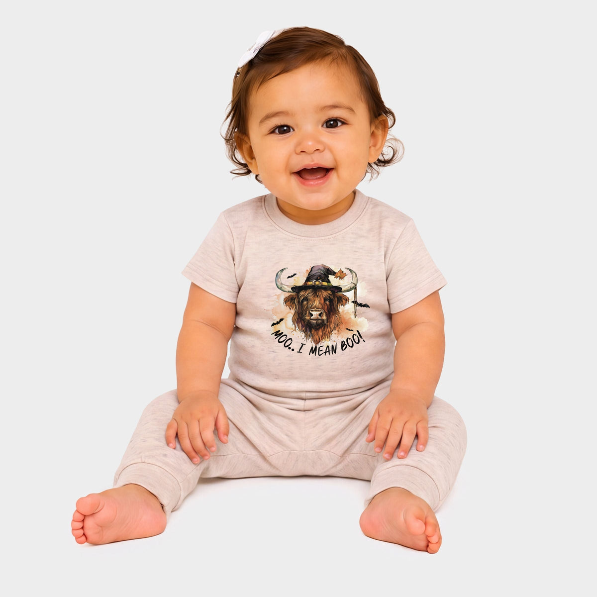 I Mean Boo Longhorn Cow - Infant Jogger Pant Crew Set