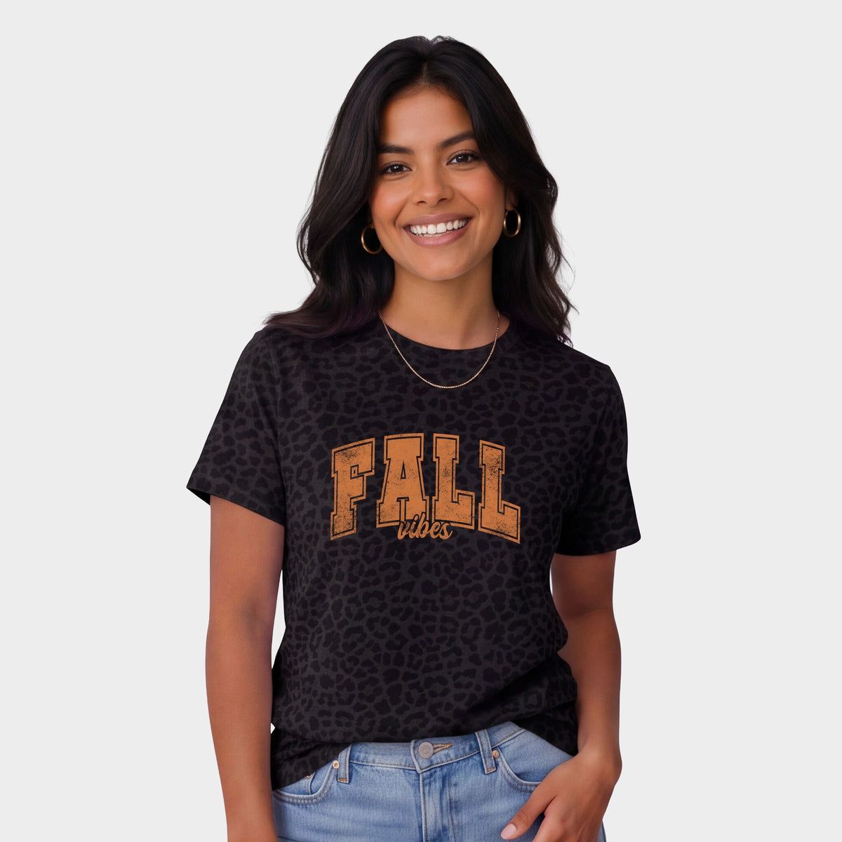 Fall Vibes Varsity - Women's Leopard Print Tee