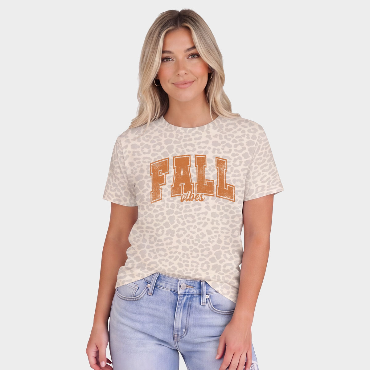 Fall Vibes Varsity - Women's Leopard Print Tee