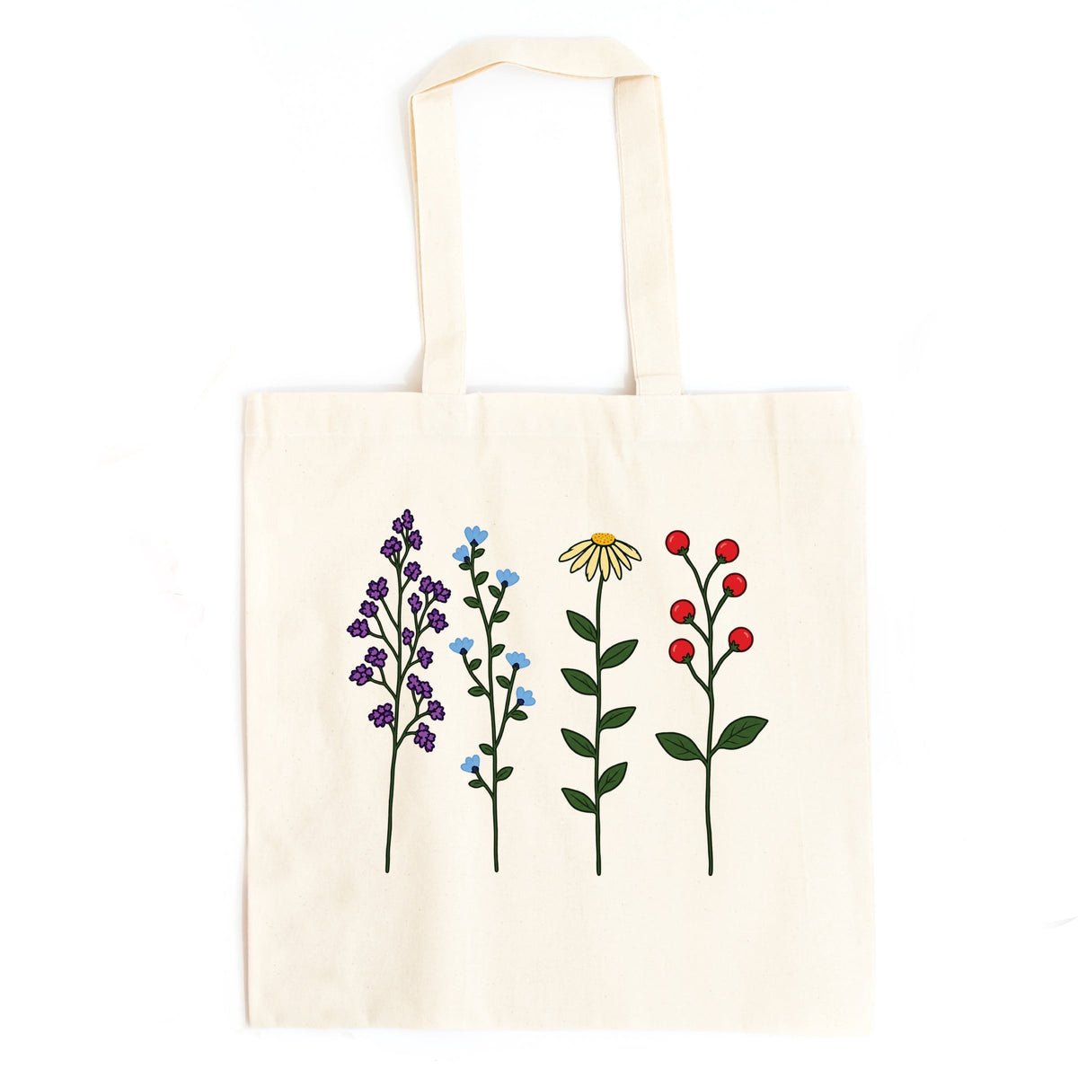 Four Floral Stems - Canvas Tote