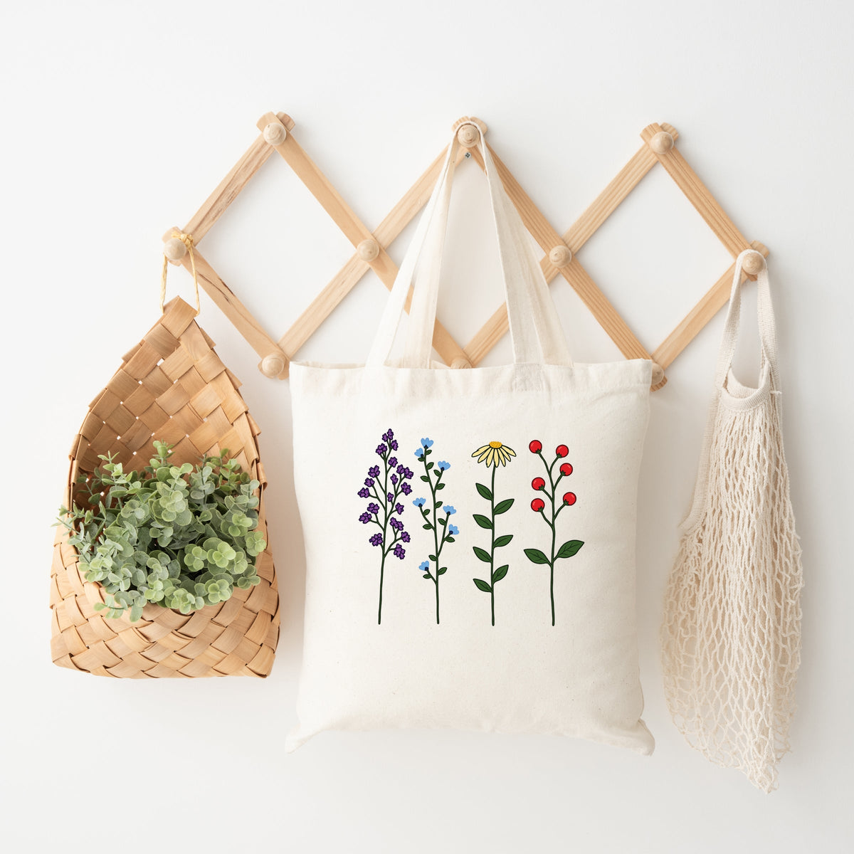 Four Floral Stems - Canvas Tote