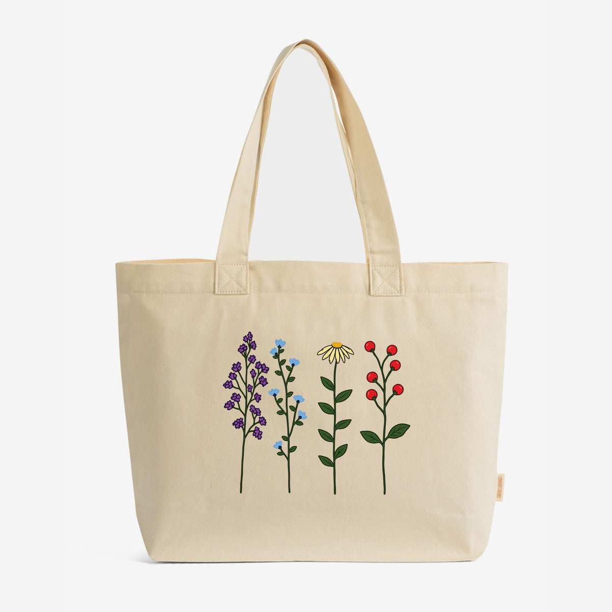 Four Floral Stems - Zippered Canvas Tote