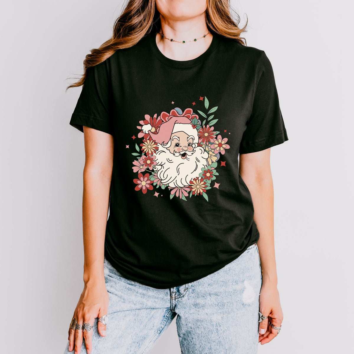 Floral Santa - Women's Short Sleeve Tee