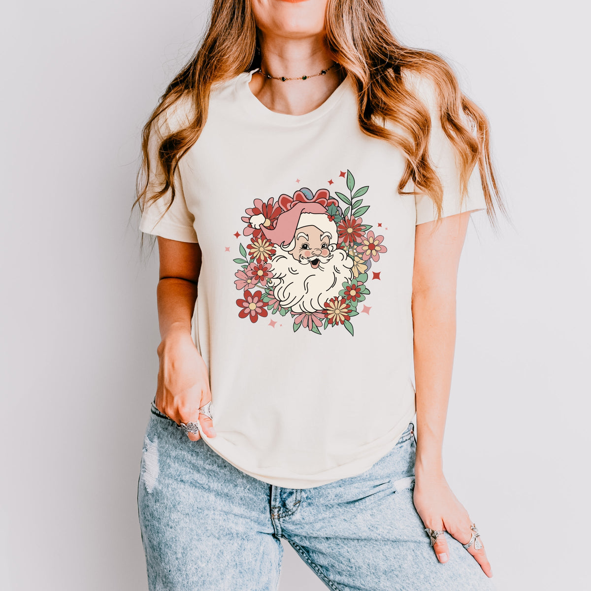 Floral Santa - Women's Short Sleeve Tee