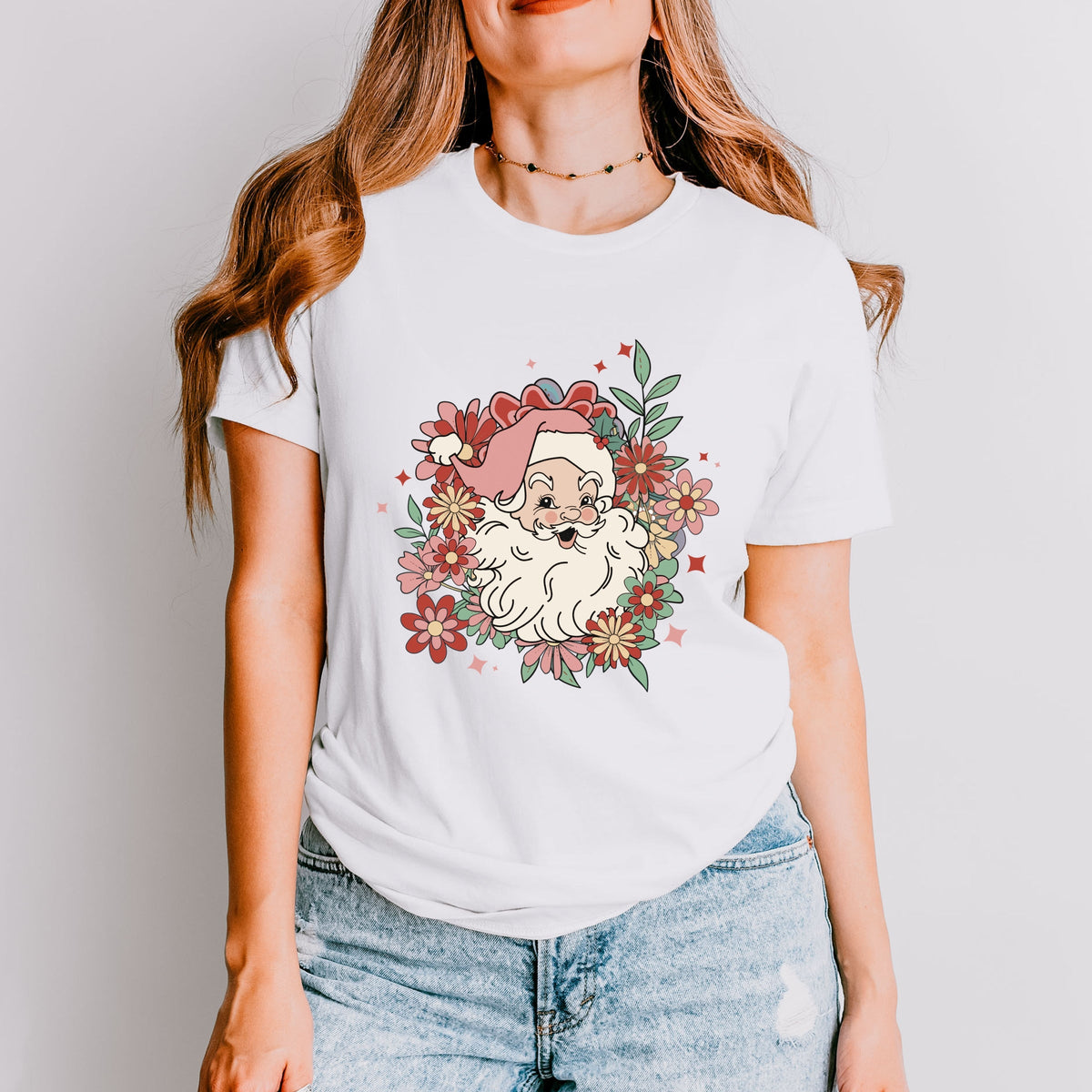 Floral Santa - Women's Short Sleeve Tee