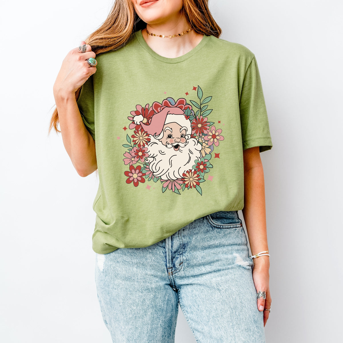 Floral Santa - Women's Short Sleeve Tee