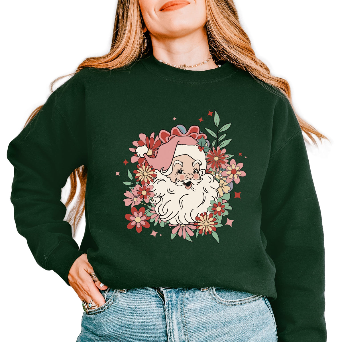 Floral Santa -  Women's Sweatshirt