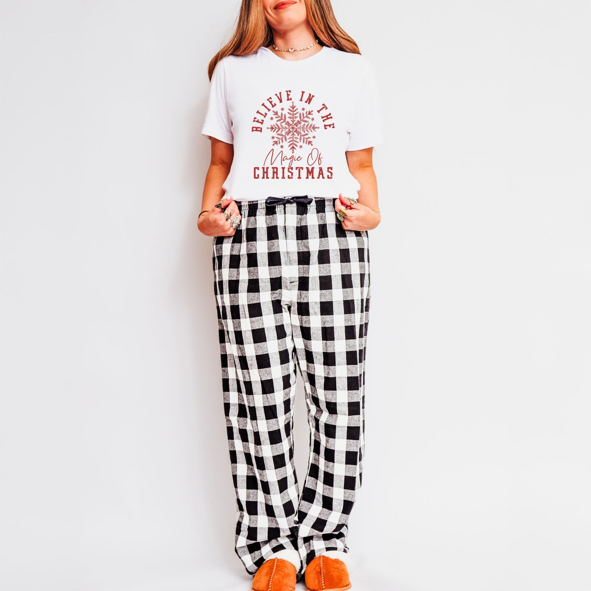 Magic Of Christmas - Women's Plaid Pants and Tee Set