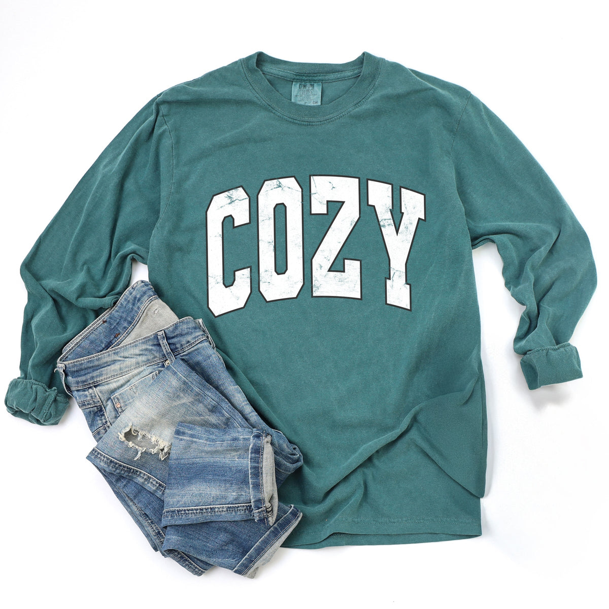 Cozy Worn Varsity - Women's Garment Dyed Long Sleeve