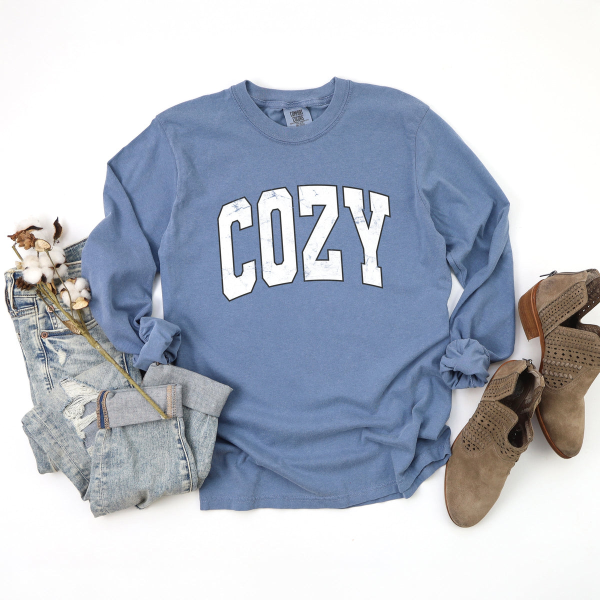 Cozy Worn Varsity - Women's Garment Dyed Long Sleeve