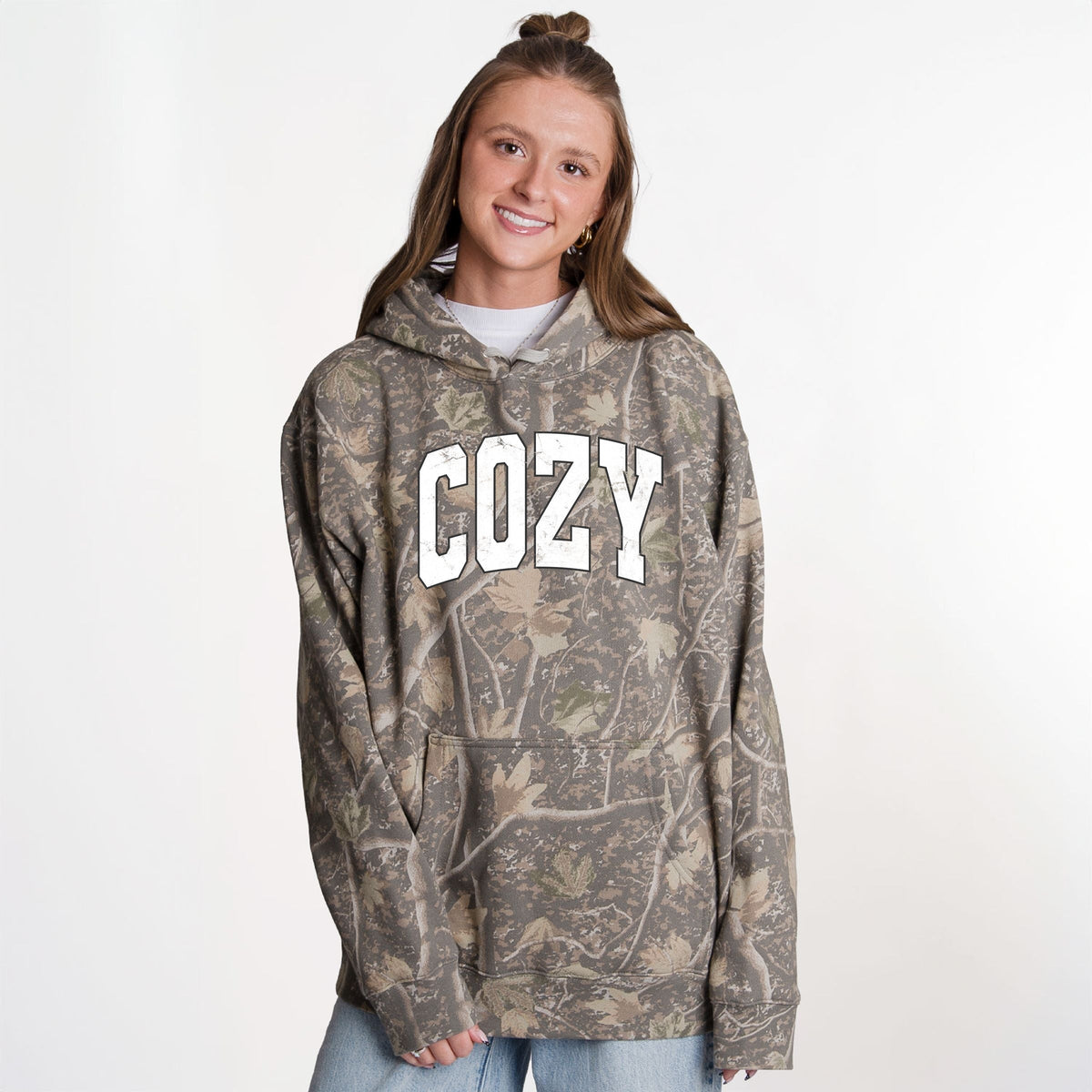 Cozy Worn Varsity - Camo Hoodie