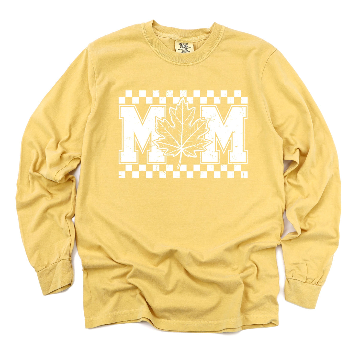 Mom Fall Leaf - Women's Garment Dyed Long Sleeve Graphic T-Shirt