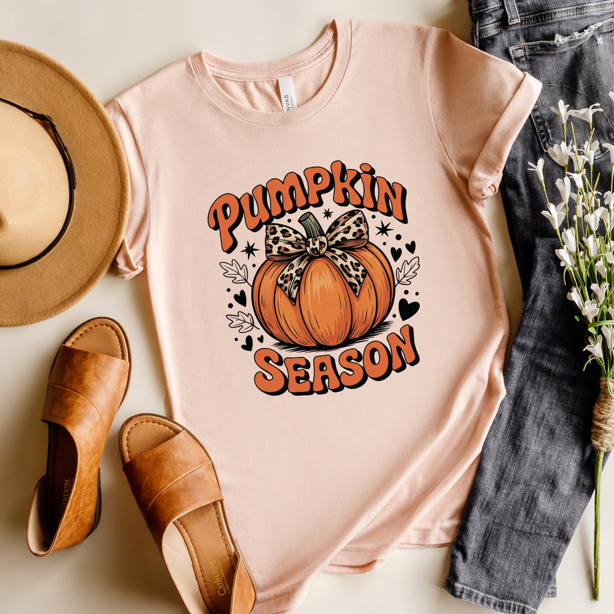 Coquette Pumpkin Season Leopard - Women's Short Sleeve Graphic T-Shirt
