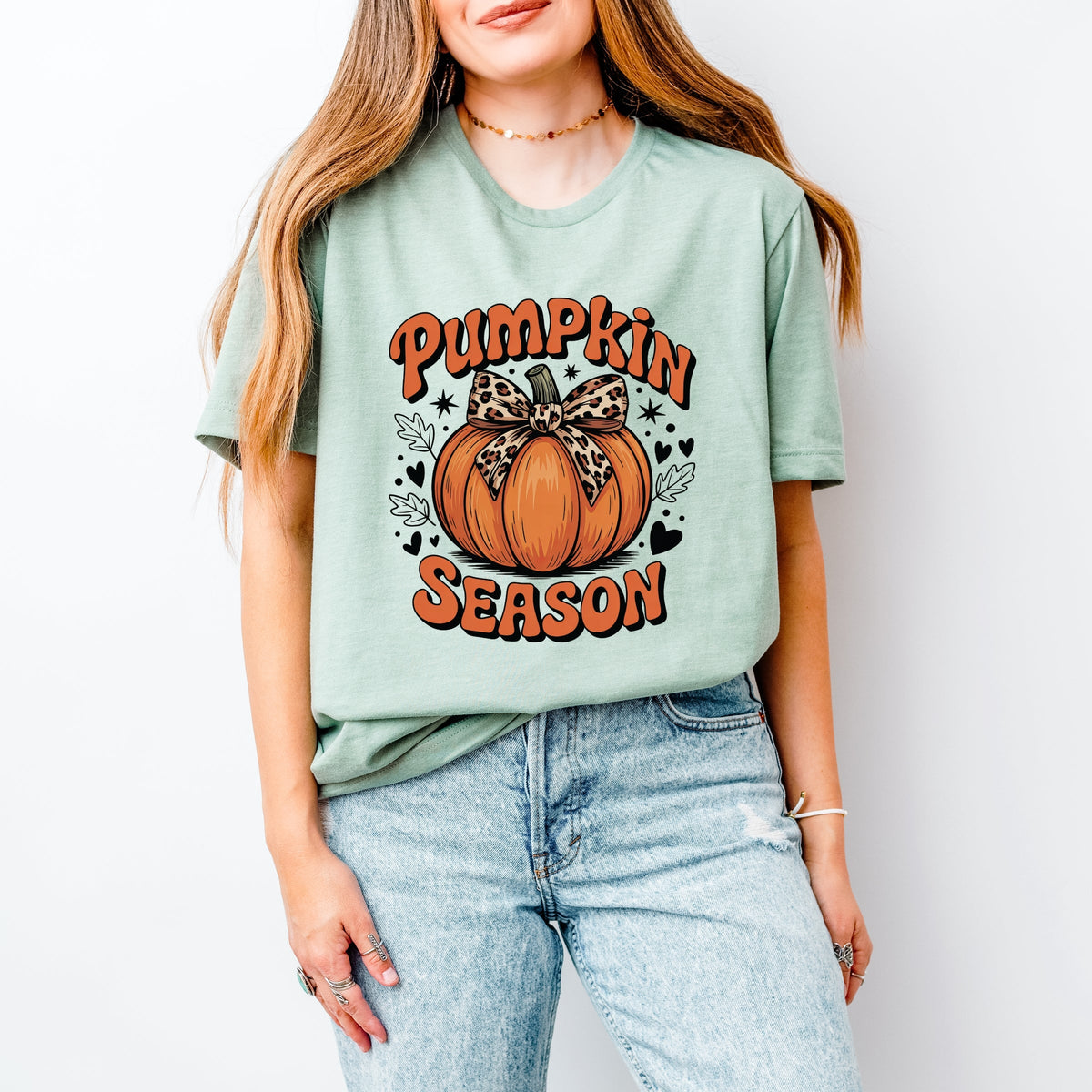 Coquette Pumpkin Season Leopard - Women's Short Sleeve Graphic T-Shirt