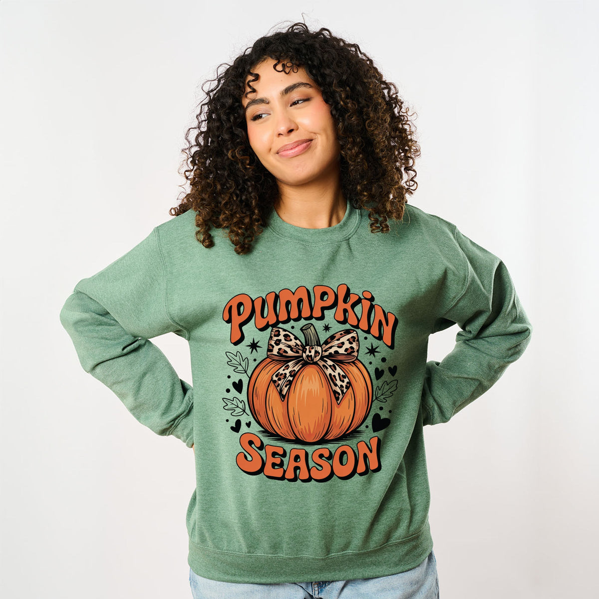 Coquette Pumpkin Season Leopard -  Womens Graphic Sweatshirt
