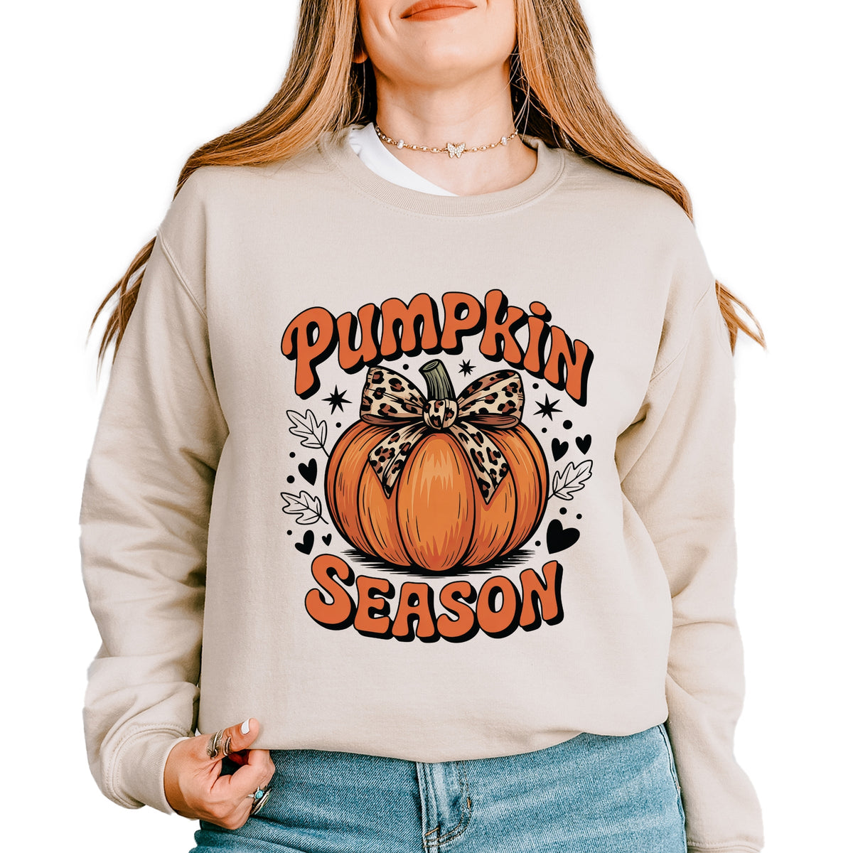 Coquette Pumpkin Season Leopard -  Womens Graphic Sweatshirt