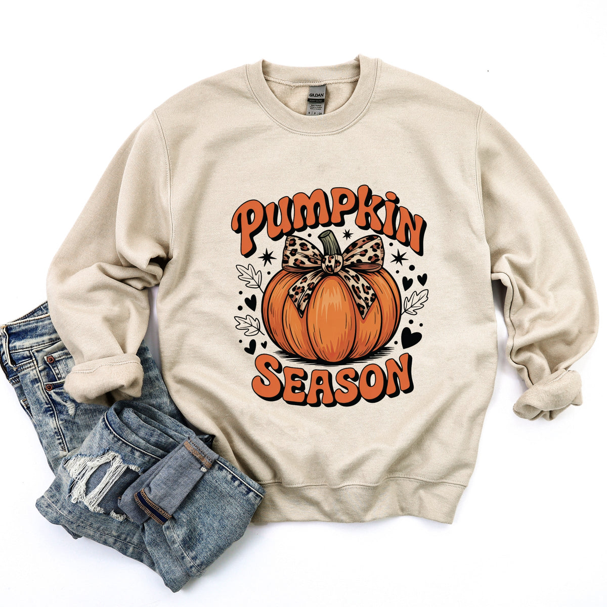 Coquette Pumpkin Season Leopard -  Womens Graphic Sweatshirt