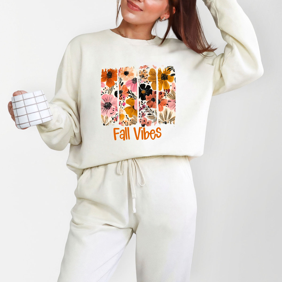 Fall Vibes Floral - Women's Lightweight Garment Dyed Sweatshirt