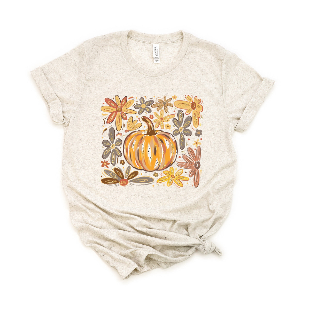 Fall Flowers And Pumpkin - Women's Short Sleeve Graphic T-Shirt