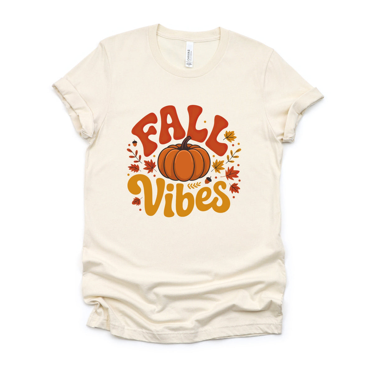 Fall Vibes Pumpkin And Leaves - Women's Short Sleeve Graphic T-Shirt