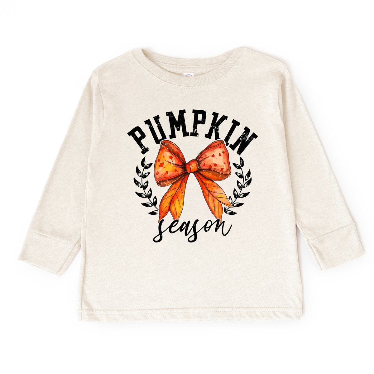 Coquette Orange Bow Pumpkin Season - Toddler Long Sleeve Graphic Tee