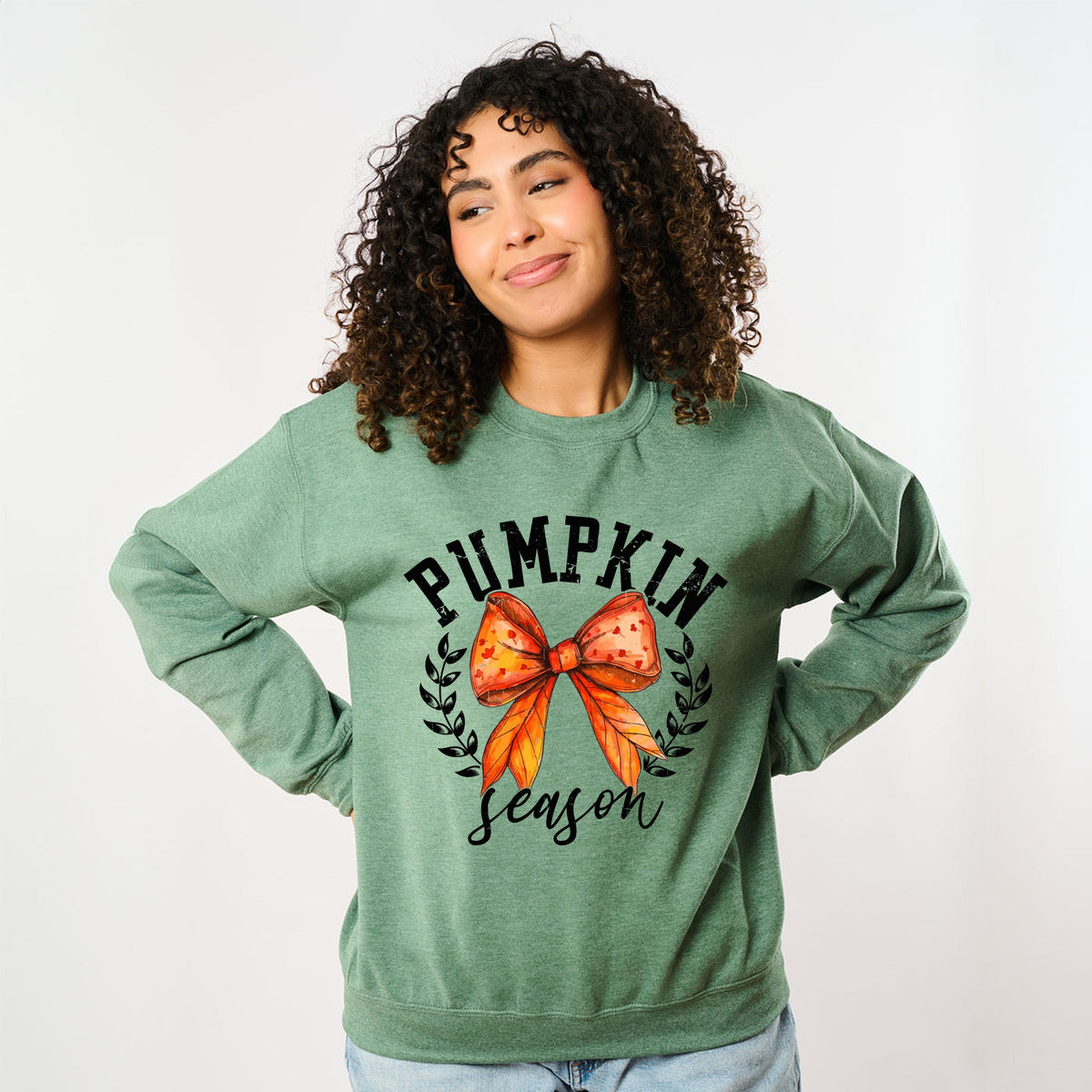 Coquette Orange Bow Pumpkin Season - Women's Graphic Sweatshirt