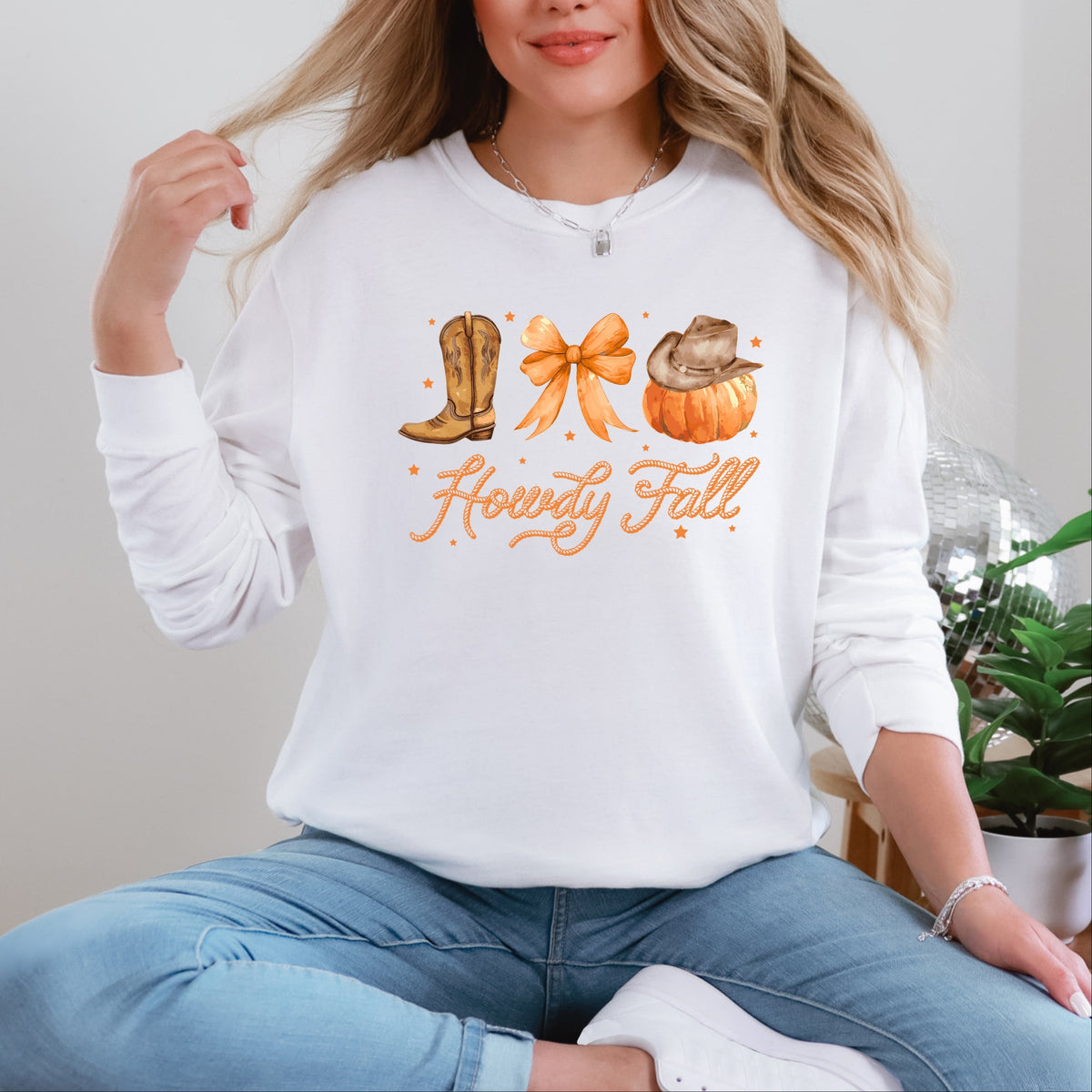 Coquette Howdy Fall - Women's Garment Dyed Long Sleeve Graphic T-Shirt