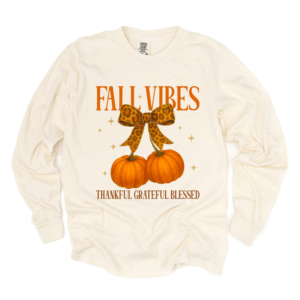 Coquette Thankful Grateful Blessed - Women's Garment Dyed Long Sleeve Graphic T-Shirt