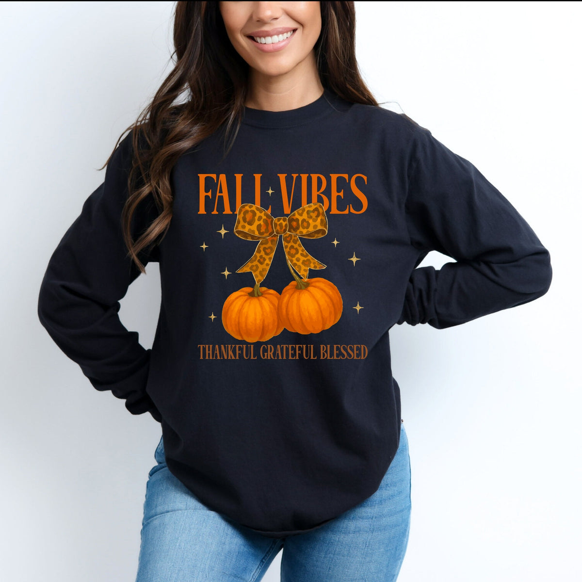 Coquette Thankful Grateful Blessed - Women's Garment Dyed Long Sleeve Graphic T-Shirt