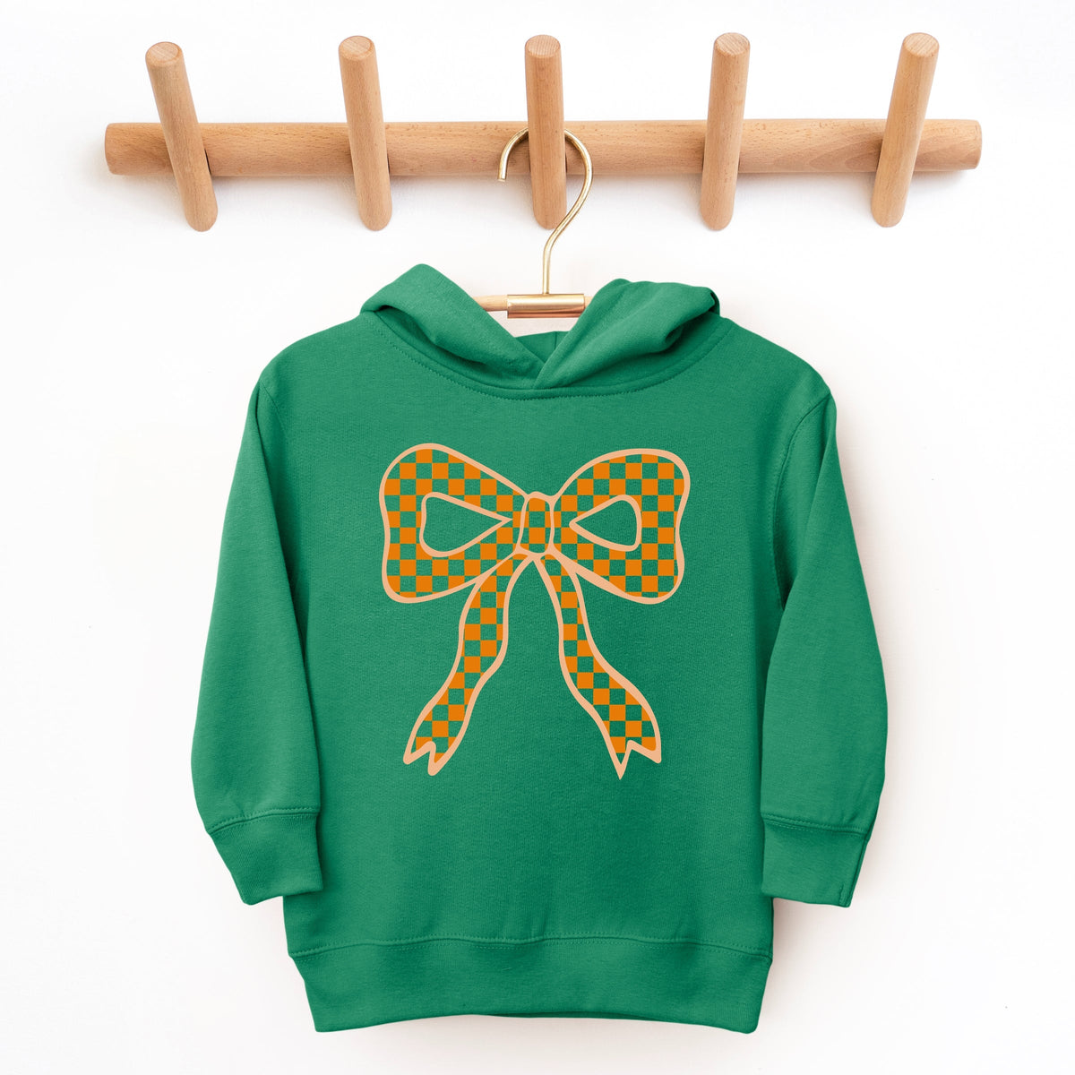 Coquette Orange Checker Bow - Toddler Hoodie