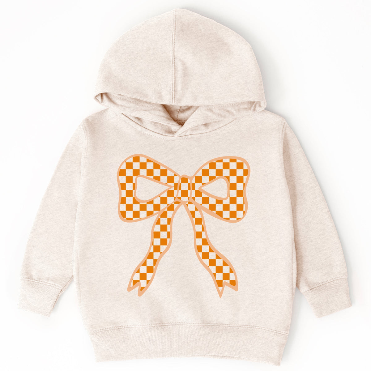 Coquette Orange Checker Bow - Toddler Hoodie