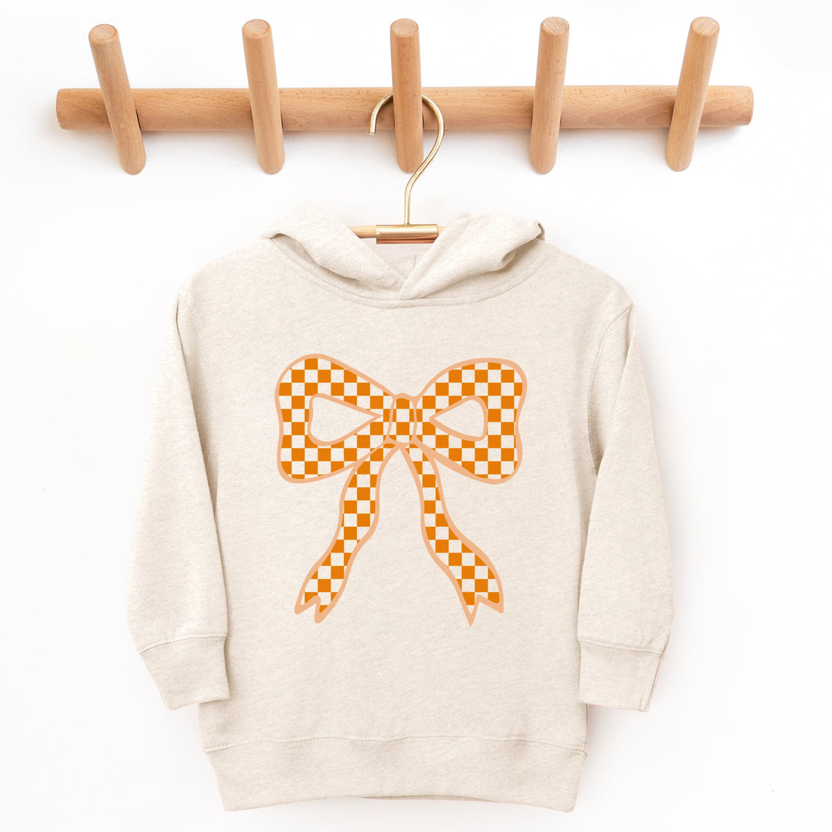 Coquette Orange Checker Bow - Toddler Hoodie