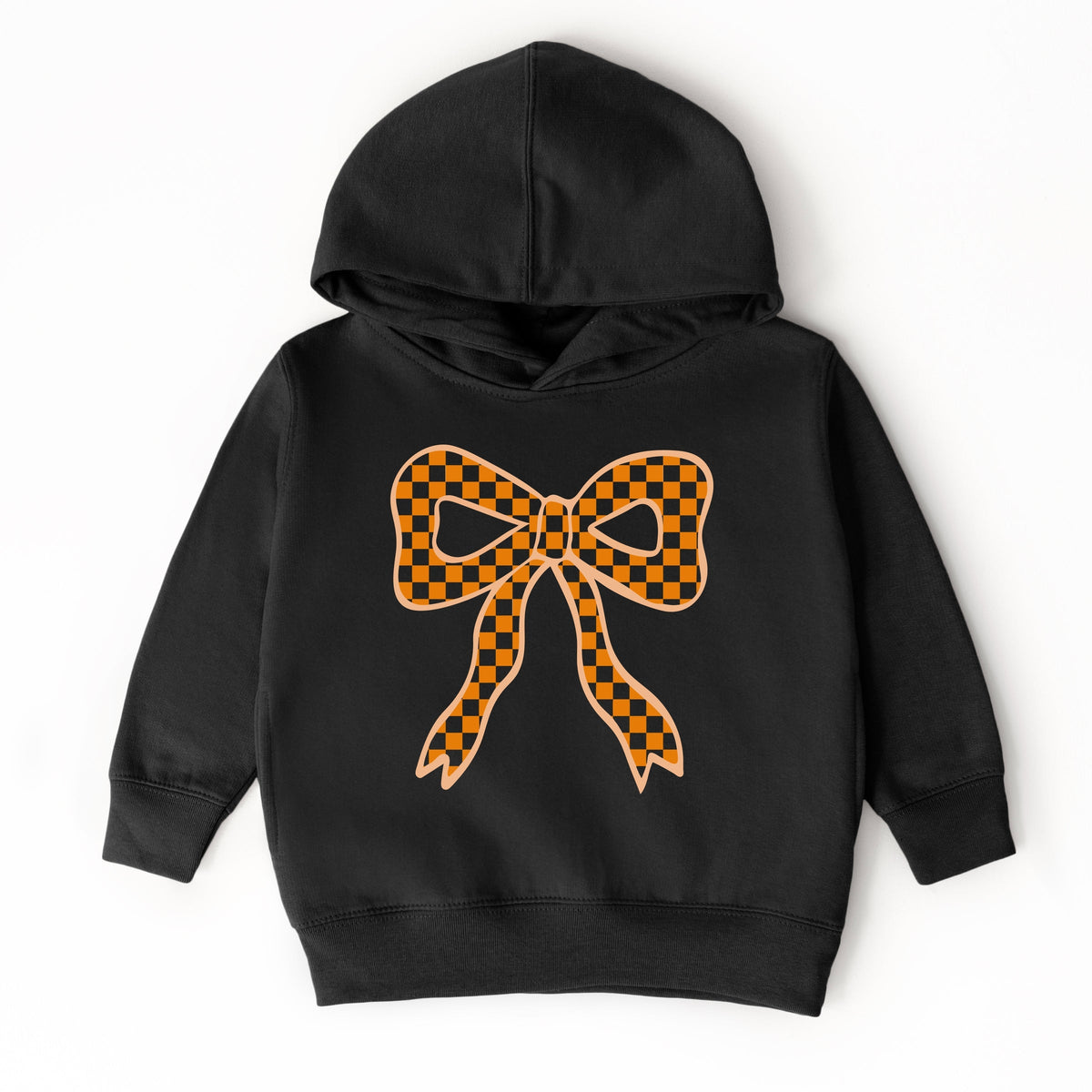 Coquette Orange Checker Bow - Toddler Hoodie