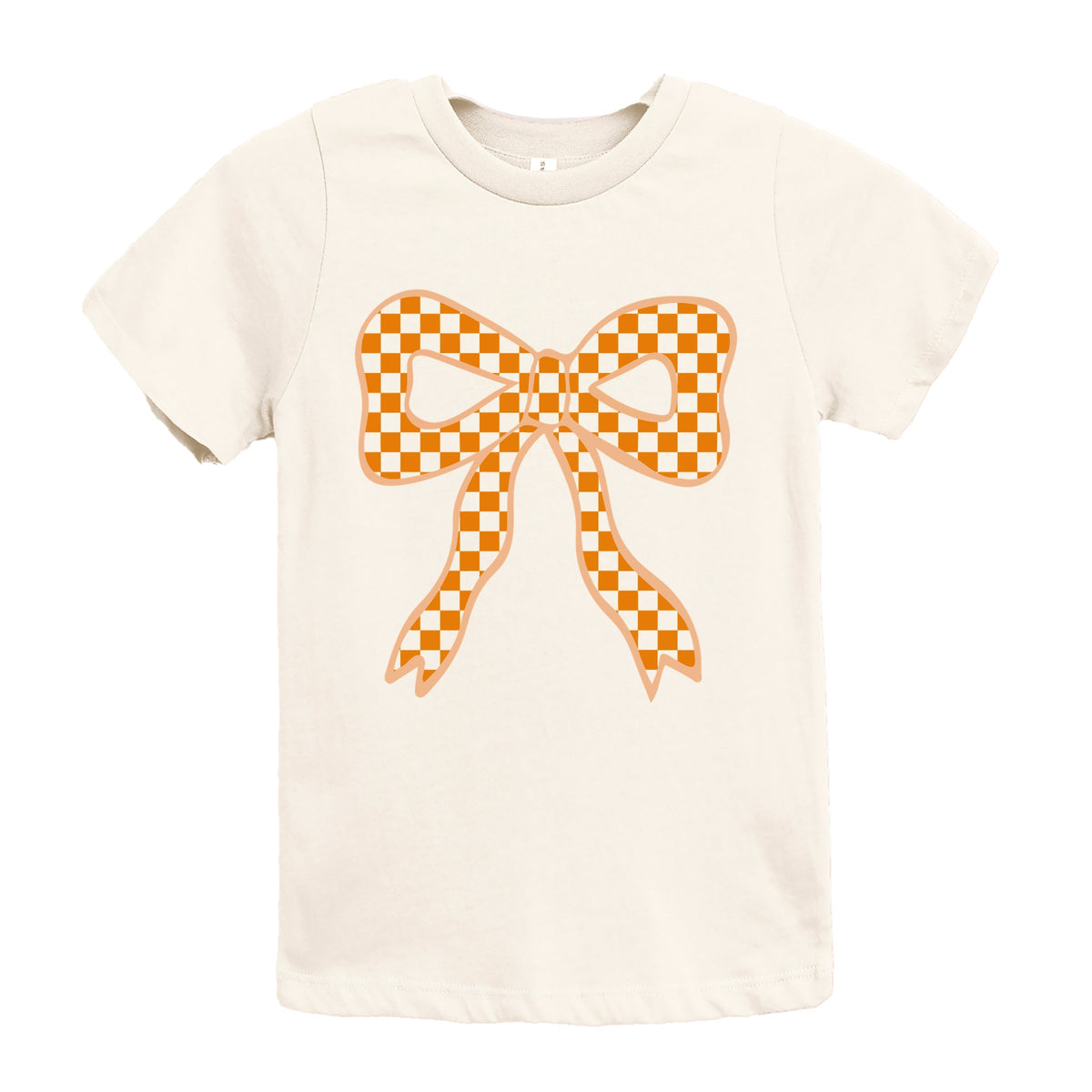 Coquette Orange Checker Bow - Youth Short Sleeve Graphic T-Shirt