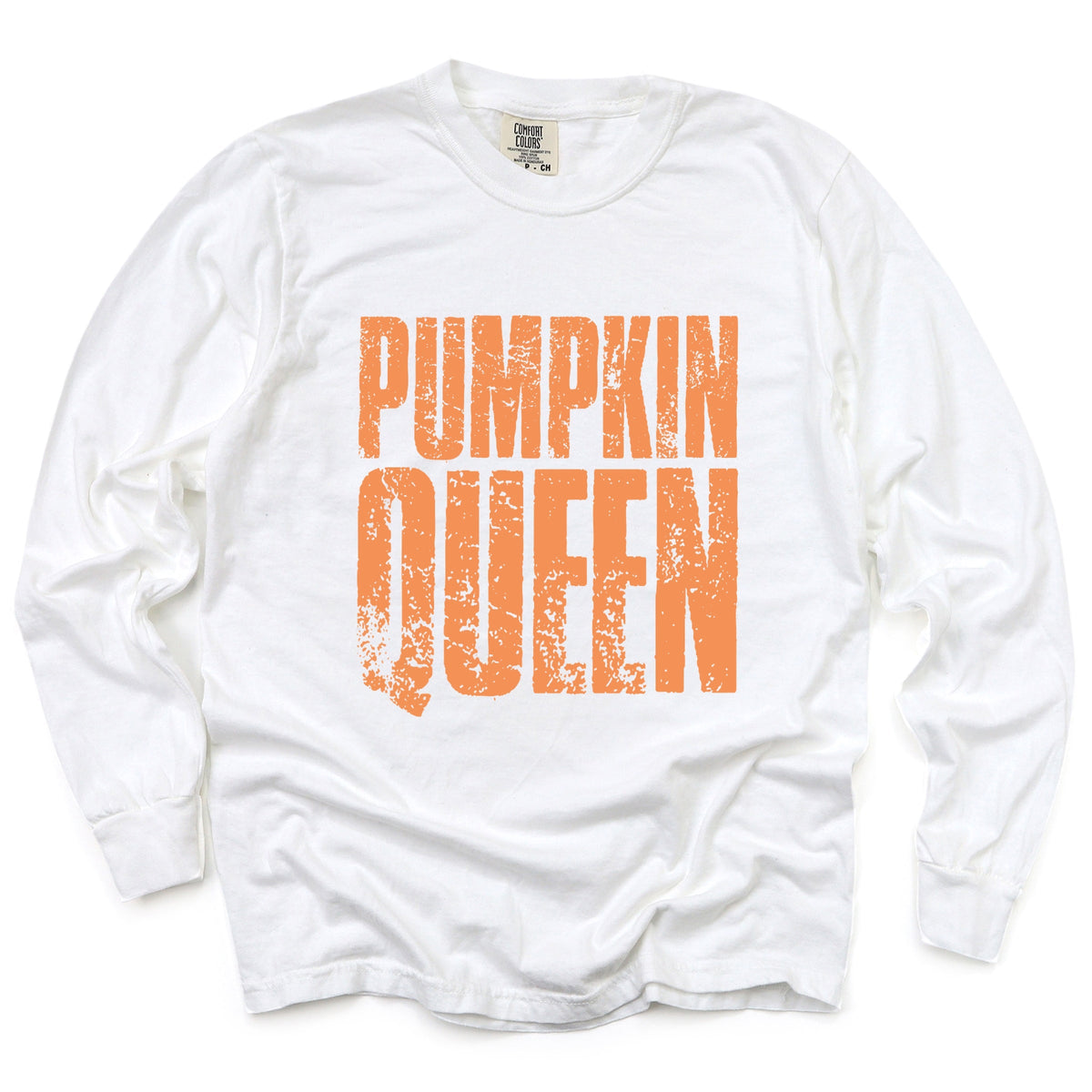 Pumpkin Queen Distressed - Women's Garment Dyed Long Sleeve Graphic T-Shirt