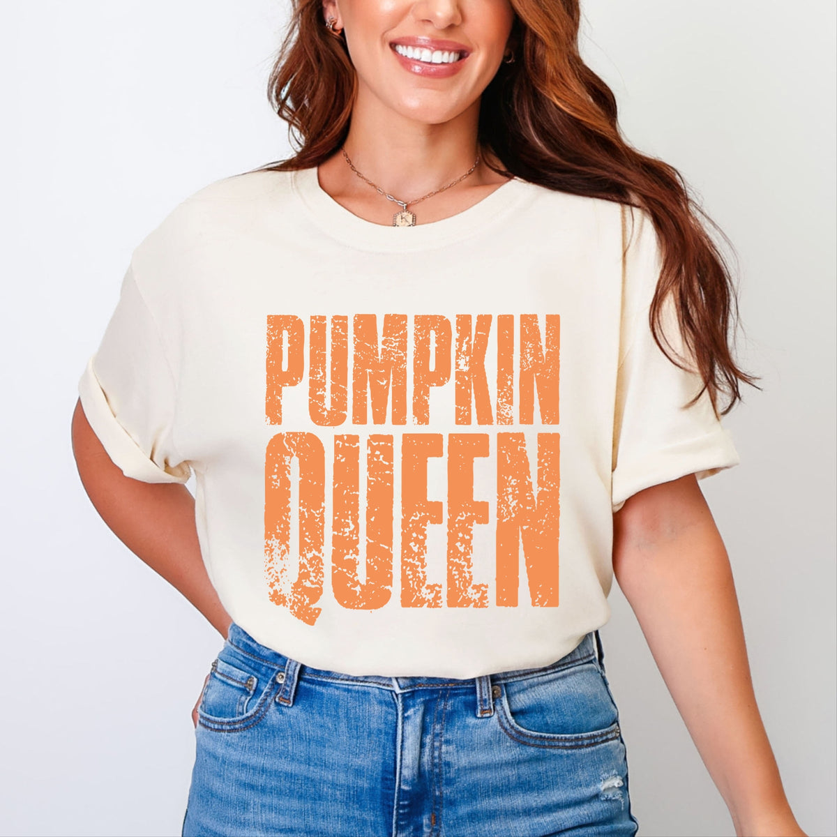 Pumpkin Queen Distressed - Women's Garment Dyed Graphic T-Shirt