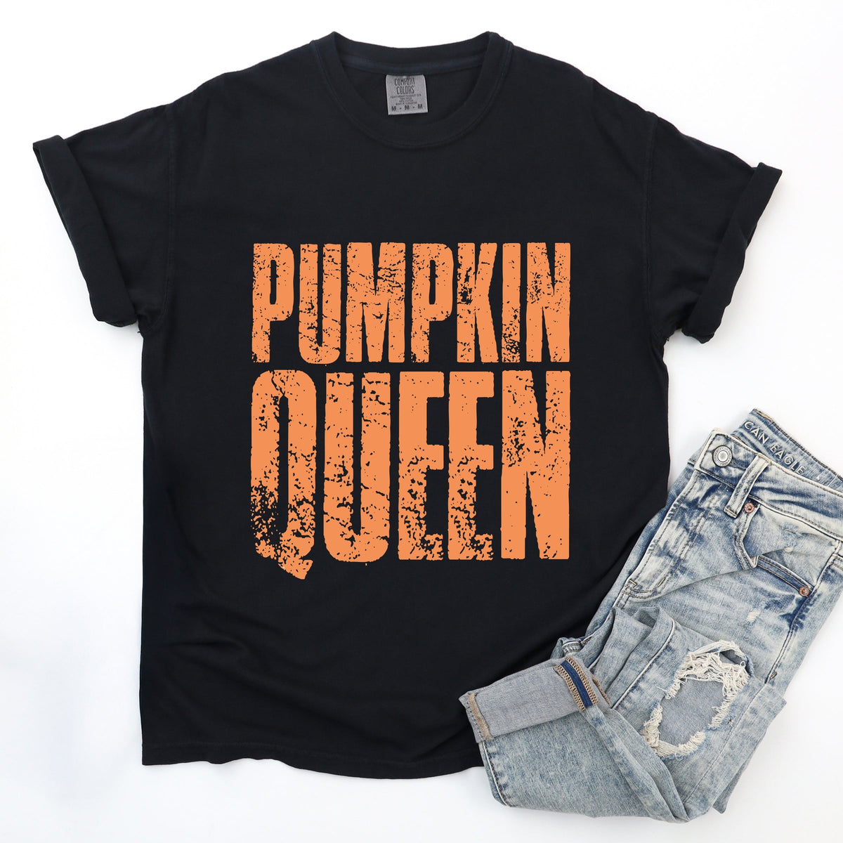 Pumpkin Queen Distressed - Women's Garment Dyed Graphic T-Shirt