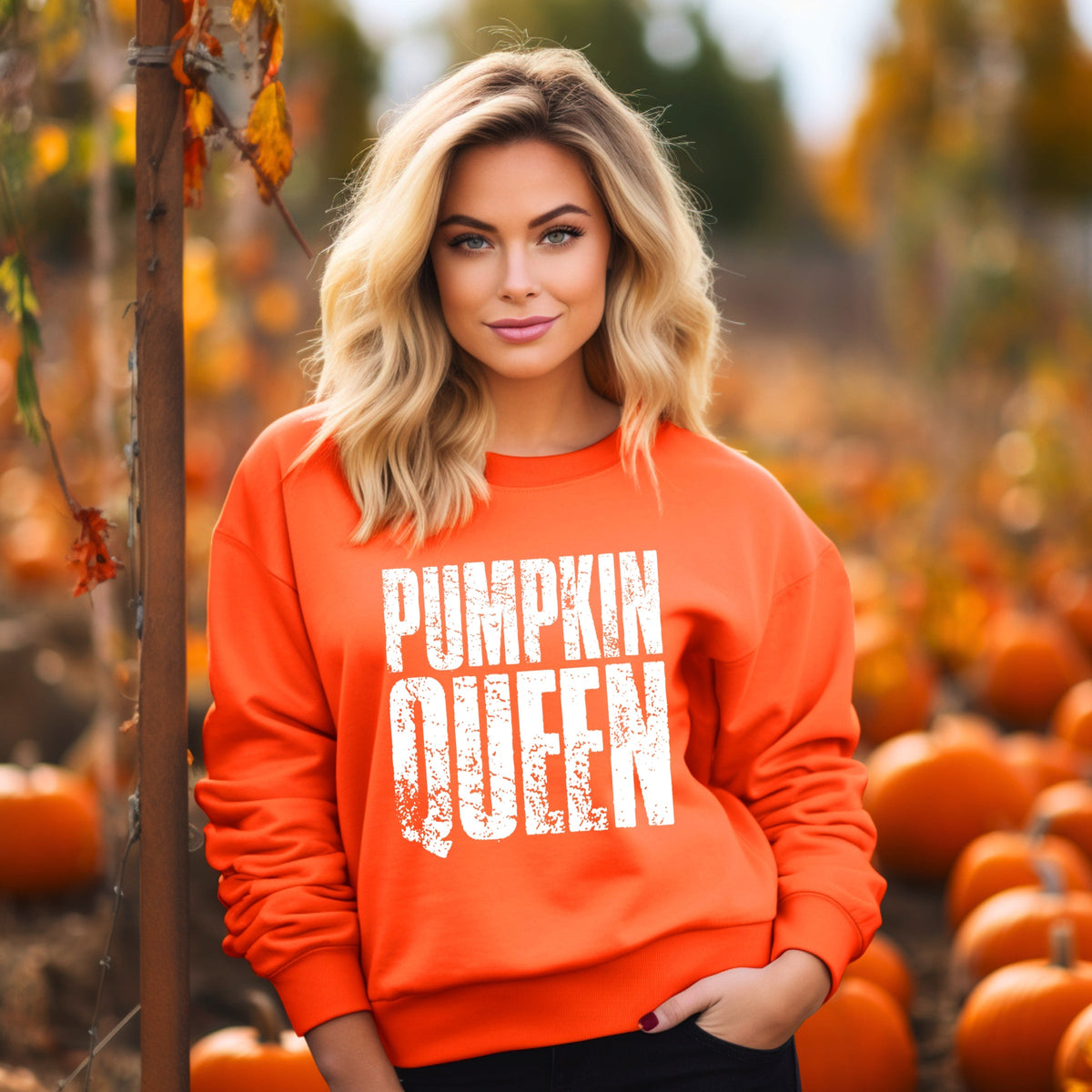 Pumpkin Queen Distressed - Women's Graphic Sweatshirt