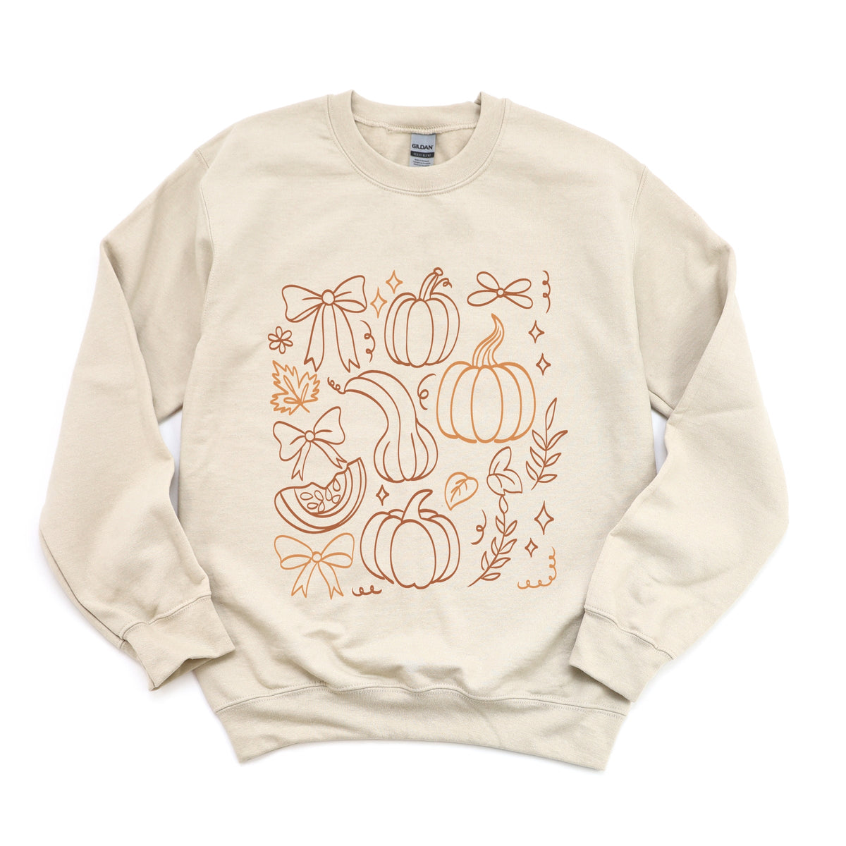 Coquette Pumpkin And Leaves Outline - Women's Graphic Sweatshirt
