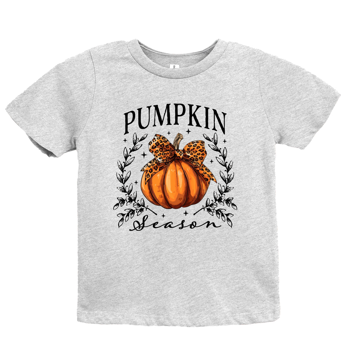 Pumpkin Season Leopard Bow - Youth Short Sleeve Graphic T-Shirt