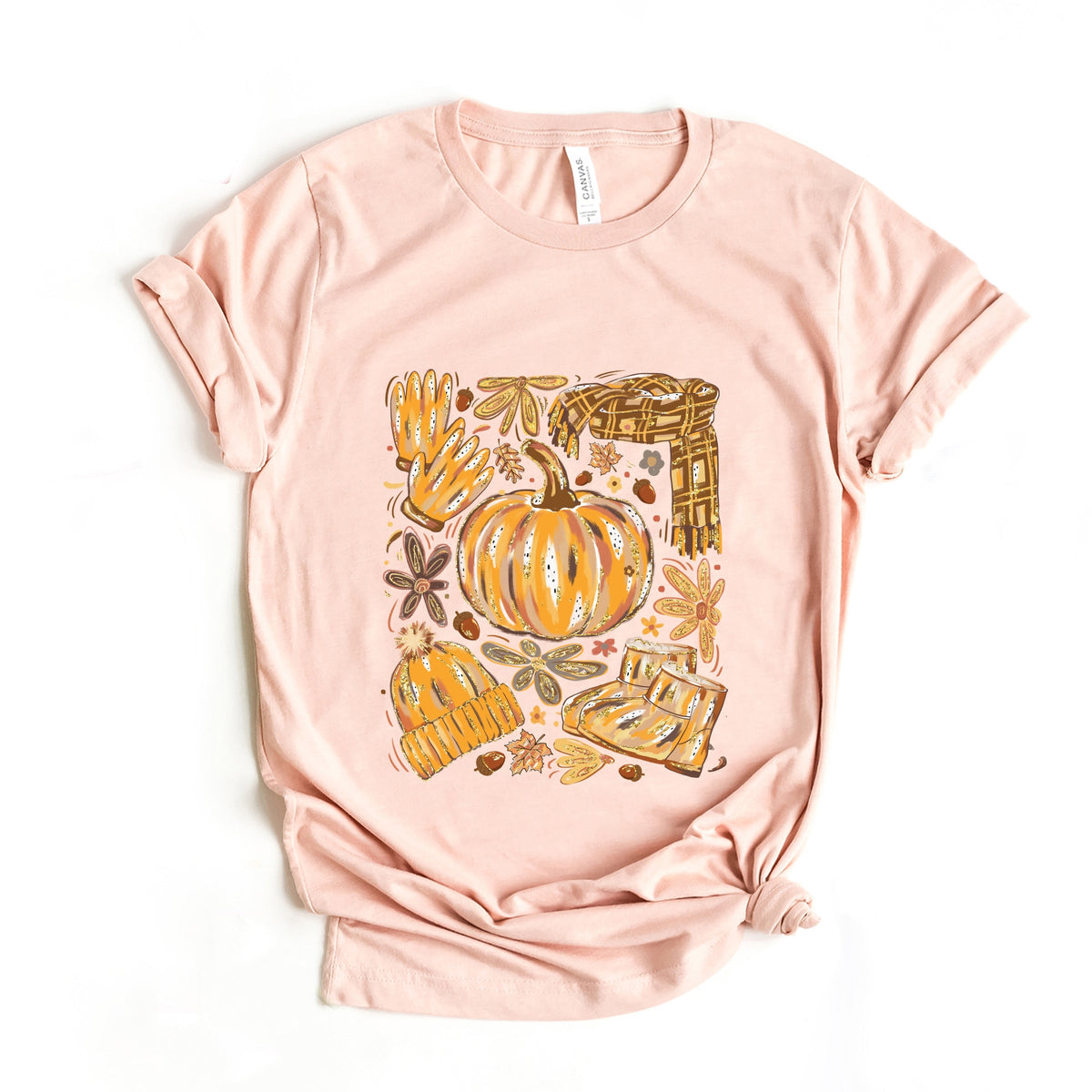 Fall Pumpkin Collage Glitter - Women's Short Sleeve Graphic T-Shirt
