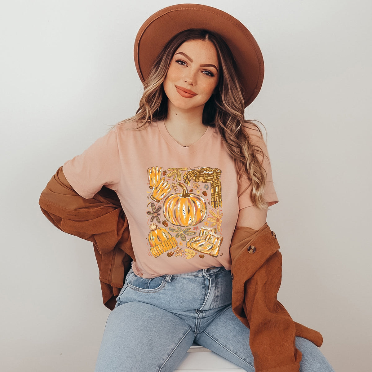 Fall Pumpkin Collage Glitter - Women's Short Sleeve Graphic T-Shirt