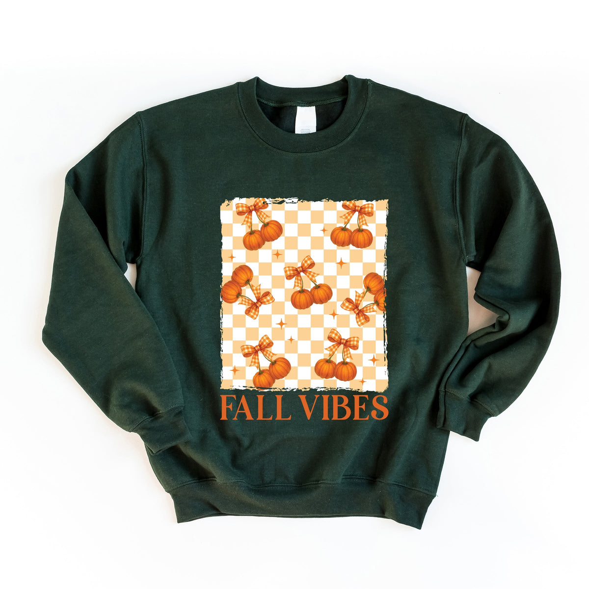 Fall Vibes Checked Pumpkins - Women's Graphic Sweatshirt