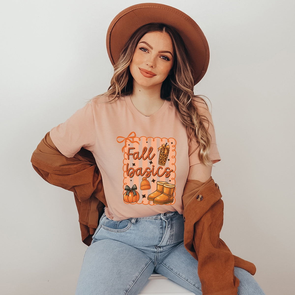 Fall Basics Boots Striped - Women's Short Sleeve Graphic T-Shirt