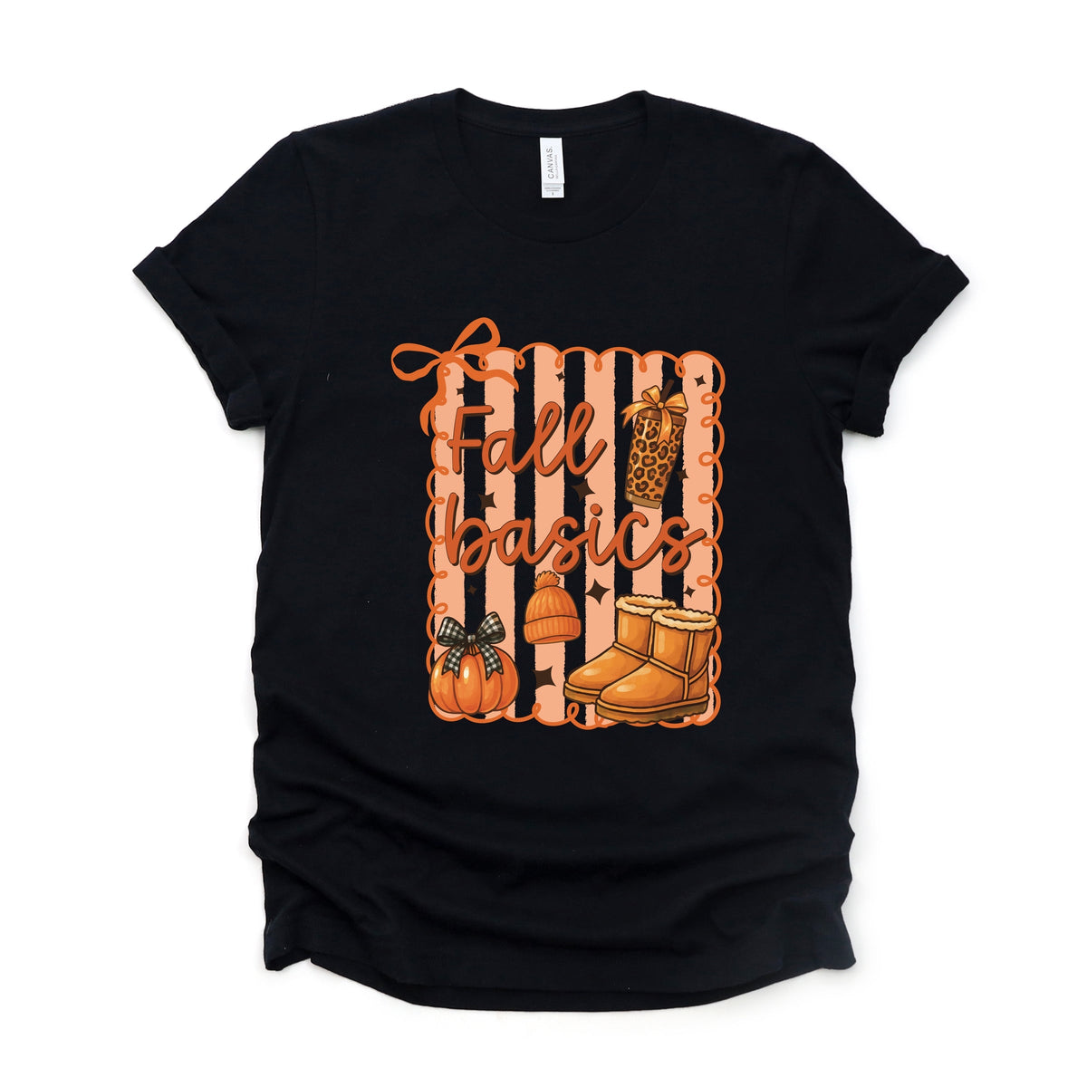 Fall Basics Boots Striped - Women's Short Sleeve Graphic T-Shirt