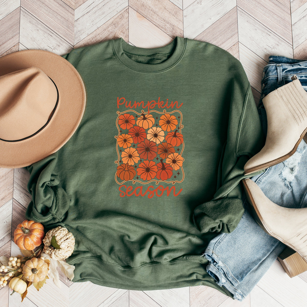 Pumpkin Season Floral - Women's Graphic Sweatshirt
