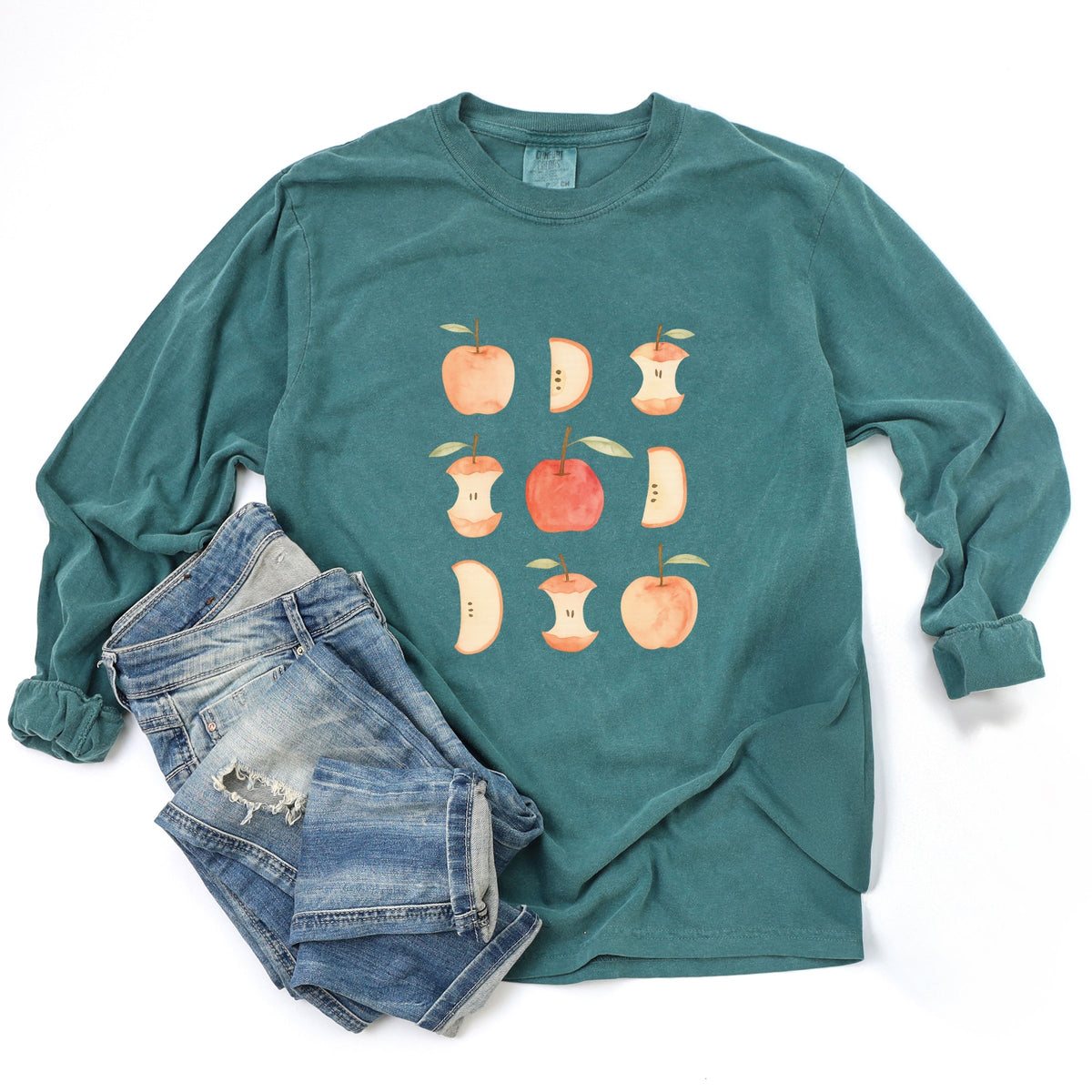 Watercolor Apple Chart - Garment Dyed Long Sleeve
