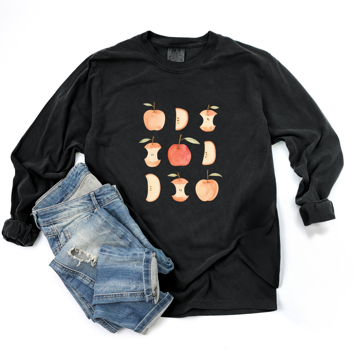 Watercolor Apple Chart - Garment Dyed Long Sleeve