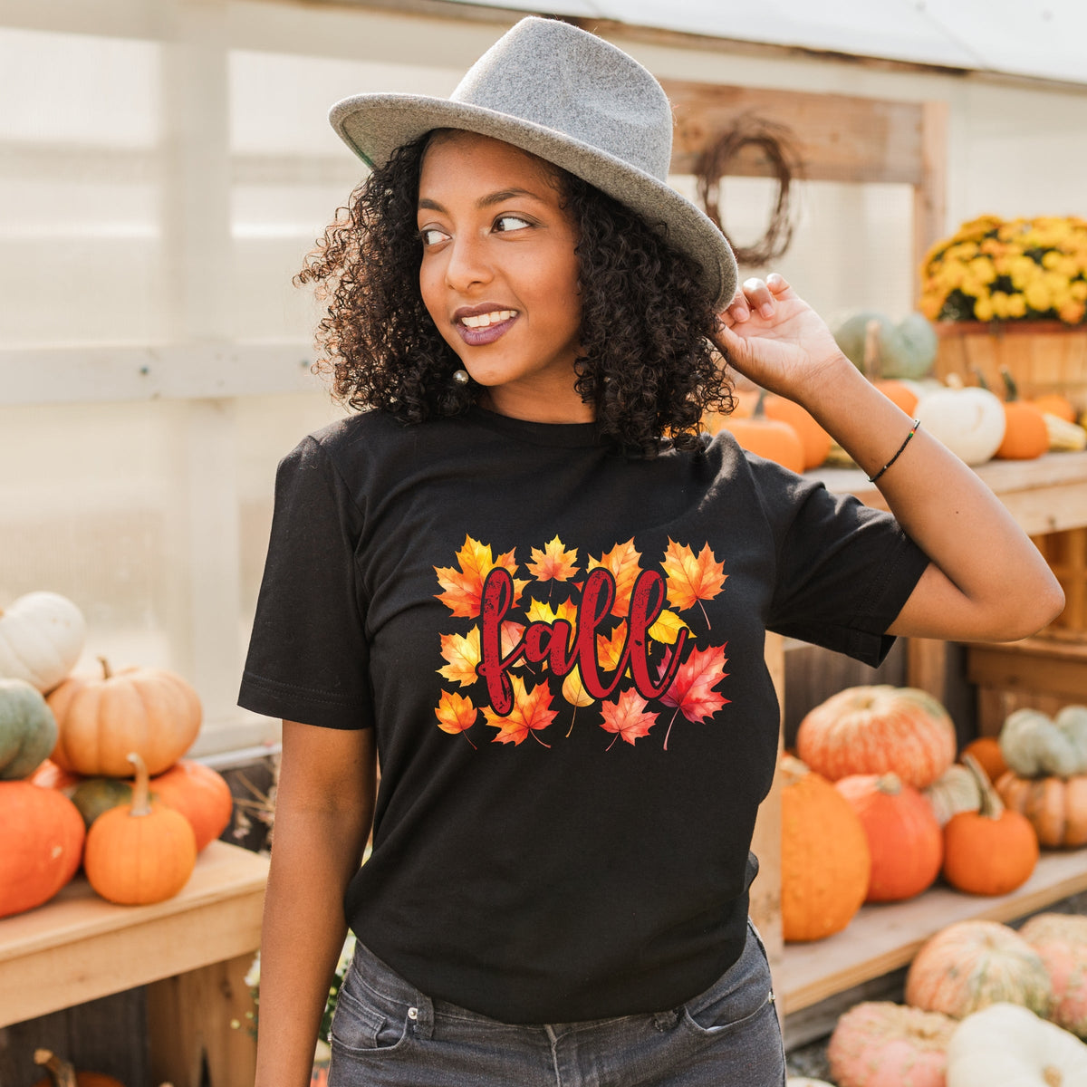 Fall Leaves Watercolor - Women's Short Sleeve Graphic T-Shirt